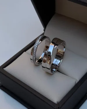 Dúo matrimonial diseño en X en oro, modelo DM-7 - foto 2