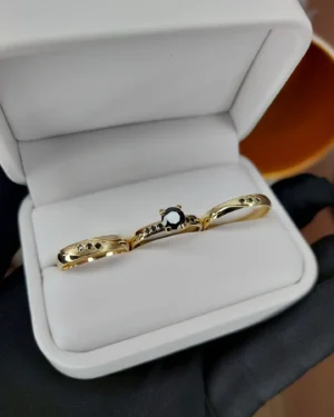 Trío matrimonial media caña en oro, modelo TR-M9 - foto 2