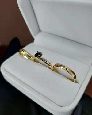 Trío matrimonial media caña en oro, modelo TR-M9 - foto 3