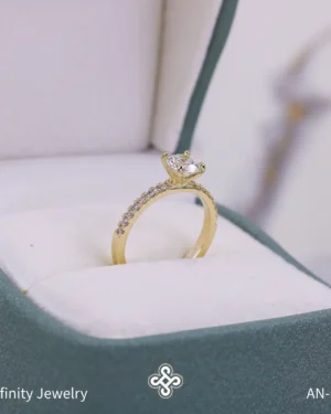 Anillo de compromiso cinto engaste francés en oro, modelo AN-C32 - foto 2