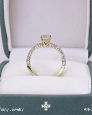 Anillo de compromiso media caña pavé en oro, modelo AN-C350 - foto 3